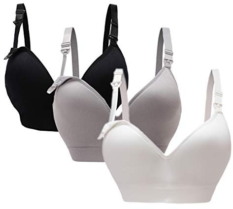 Oliked Still-BH für Frauen, Soft Cup, 3-4 Stück, 3 Stück (Schwarz + Weiß + Grau), M