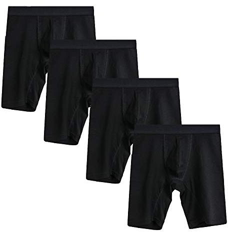 Nuofengkudu Herren 4 Pack Nahtlose Übergrößen Boxershorts Lange Bein Unterhose Elastisch Baumwolle Unterwäsche Hipster Retroshorts Atmungsaktiv Sport Alltag(Schwarz,5XL)