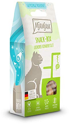 MjAMjAM - Premium Katzensnack - Snackbox - leckeres Rinderfilet, 1er Pack (1 x 35 g), naturbelassen ganz ohne synthetische Konservierungsstoffe