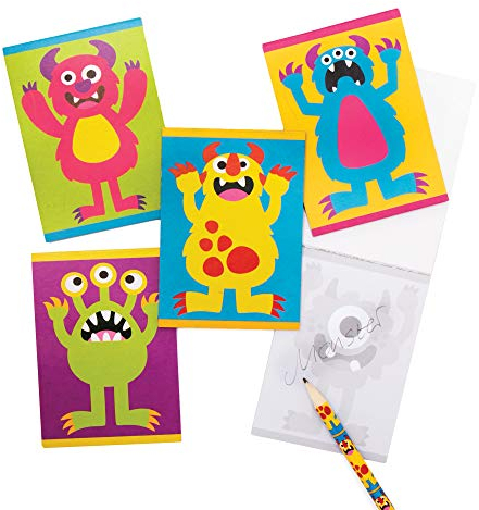 Baker Ross AX272 Monsterbanden-Notizblöcke, Zeichenblöcke für Kinder, ideal als Partygastgeschenke, 12er-Pack