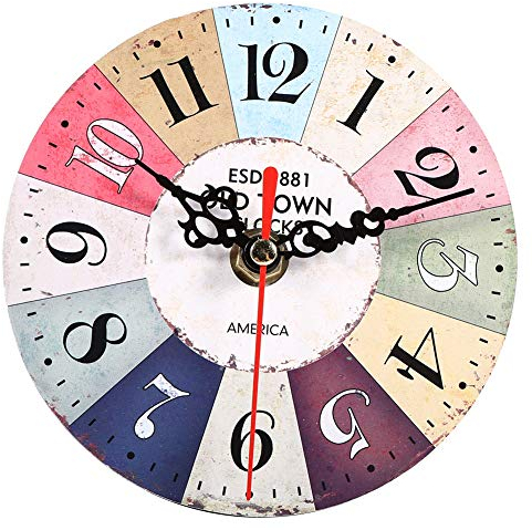 GOTOTOP Wanduhr Holz runde künstlerische kreative europäische Vintage-Stil Home Office Schlafzimmer Dekoration Ornamente (4,7 Zoll)(#3)