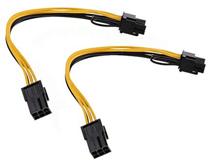 AKORD 6pin to 8 pin (6 pin+2 pin) PCIe PCI-e Video Card Power Extension Cable, Pack of 2