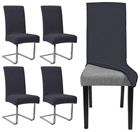 Lospitch Stuhlhusse, 4 Stück Universal Elastische Moderne Beschützer Stuhlhussen, Anthrazit, für Esszimmer, Bankett, Hotel, Hochzeit, Partys Deko Sehr Pflegeleicht und Langlebig Universal