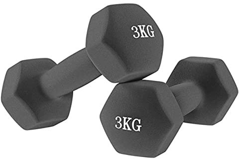 Paire de haltères de remise en forme à la maison (2 x 3 kg) poignée antidérapante pour gymnase aérobic Pilates Yoga