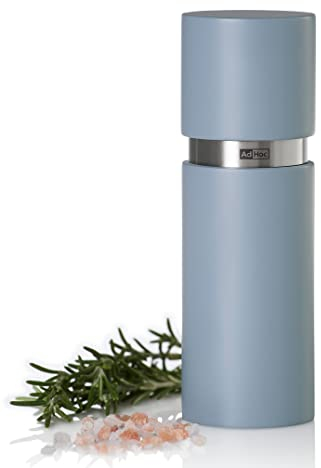 AdHoc MP432 Pfeffer- | Salzmühle Textura, CeraCut® Keramik Mahlwerk, Buchenholz lackiert, light blue|Edelstahl