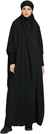 RLLJS Frauen Muslimisches Kleid Ramadan Einteiliges Gebetskleid Hijab mit Kapuze Abaya Dubai Full Cover Islam Robe African Turkey Kaftan