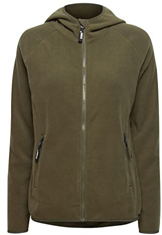 OXMO OXFinja Damen Fleecejacke Sweatjacke Jacke mit Kapuze Reißverschlusstaschen Regular fit, Größe:M, Farbe:Ivy Green (190512)