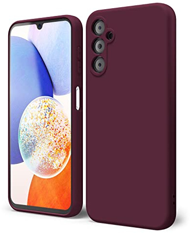 oakxco for Samsung Galaxy A14 5G Case Silicone, Thin Slim Grip Soft Rubber Gel Protective Phone Case for Women, Matte Plain Solid Color Aesthetic Cute Girly Case with Camera Cover, Burgundy Wine