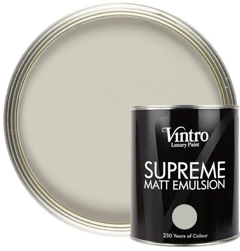 Vintro | Luxury Matt Emulsion | Light Grey | Smooth Chalky Finish | Multi Surface Paint | for Walls, Ceilings, Wood and Metal | 1L (Light Grey - Dove)