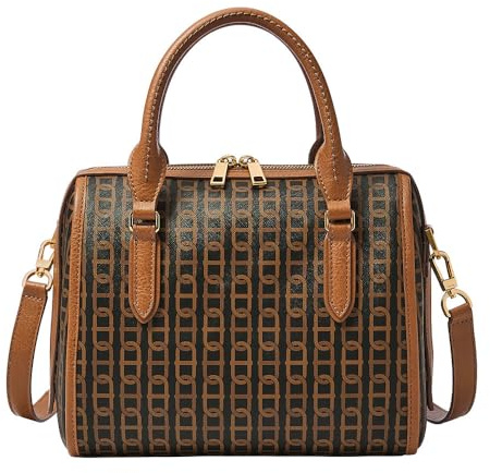 Fossil Damentasche Williamson, braune Crossbodytasche aus PVC Stoff, L: 25,4 cm, B: 15,2 cm, H: 21,6 cm, ZB1913914