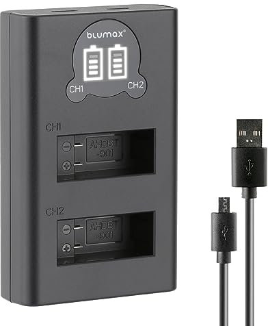 Blumax Mini Dual LCD-Ladegerät kompatibel mit GoPro Hero 9/10/11