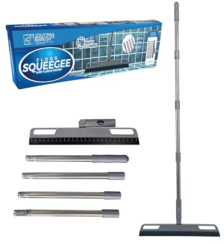 Wet Room Floor Squeegee with 4 Piece Collapsible Handle - Squeegee Mop with Durable Rubber Blade - Bathroom Squeegee for Shower, Kitchen and Bathroom, Wet Room, Tiles, Wood Floors, Laminate etc
