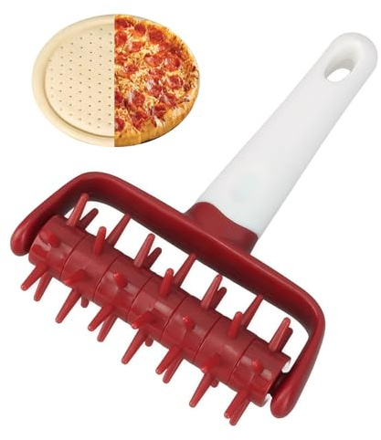 Pizza Dough Docker Roller Plastic Pizza Pin Puncher Dough Hole Maker Docking Tool Pizza Making Accessories for Cookie Pie Pastry Bread(Red)