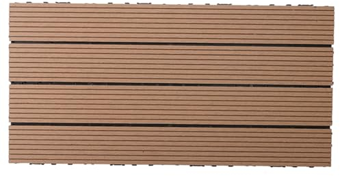 Ineinandergreifende Terrassenfliesen Für Den Außenbereich, Wasserdichter Bodenbelag, Terrassenfliesen, Veranda, Balkon, Garten, Streifenmuster, Packung Mit 11/22/(Size:55 Pcs,Color:Wood/60x30 cm)