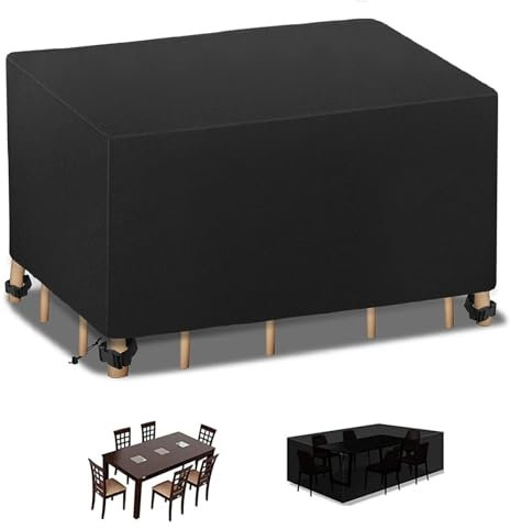 Zhadongli Art Housse Protection Table de Jardin Rectangulaire 135x90x75cm, Imperméable Anti-UV en Tissu Oxford 420D pour Extérieur