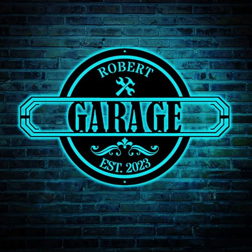 Personnalisé Panneau Métallique De Garage LED Illuminez L’art Mural Du Garage à La Maison (Fr) Art Mural Du Garage (Fr) Cadeau Des Pères (Fr) Panneau D’art LED Du Garage