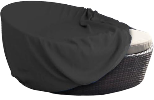 ZHMIZHAM Sonneninsel Abdeckung Wasserdicht, Sonneninsel Schutzhülle, Sonneninsel Abdeckhaube mit Schnallenriemen, Abdeckplane für Sonneninsel 420D Oxford-Stoff-Schwarz (Ø230*90 * 50cm)