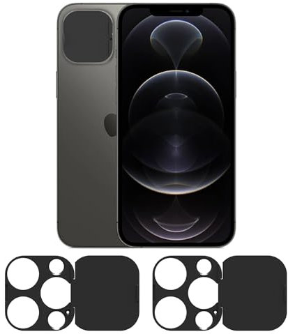 Lot de 2 protections d'objectif d'appareil photo de téléphone, compatibles avec iPhone 12 Pro Max 6,7, protège votre vie privée, couverture complète, noir