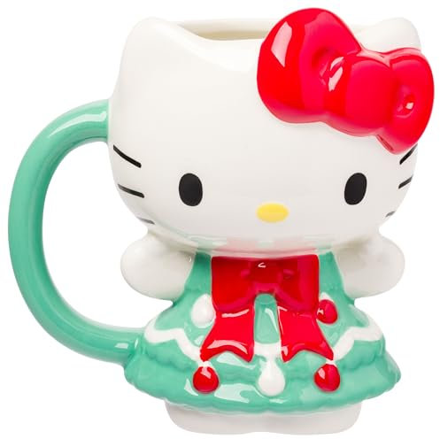 Silver Buffalo Sanrio Hello Kitty - Taza de cerámica esculpida en 3D, con capacidad para 20 onzas