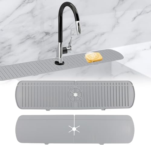 Paraspruzzi per Lavello da Cucina, 61 * 14cm Tappetino Drenante in Silicone Cucina, Tappetino Rubinetto Silicone, Bordi e Angoli Pieghevoli, Protezione per Piano di Lavoro, Tappetino Lavello Cucina