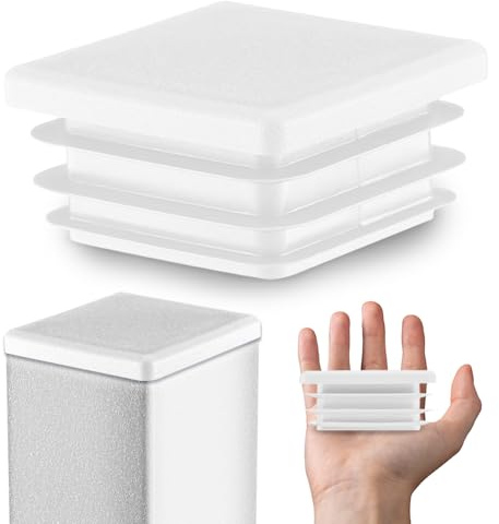 EMFA Lamellenstopfen 90x90 mm Weiß für Vierkantrohre, 1 Stück | Rohrstopfen, Vierkantstopfen, Rohrabdeckung, PE-Kunststoff