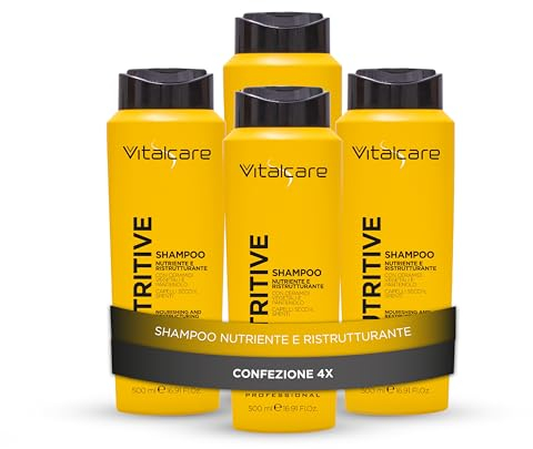 Vitalcare | Nutritive – Pflegendes und restrukturierendes Shampoo, Shampoo für trockenes und glanzloses Haar, mit pflanzlichen Ceramiden und Panthenol, 4 x 500 ml