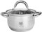 KARL HAUSMANN Faitout Inox - 1.6L - 16 cm - Marmite Induction en Acier Inoxydable 18/0 - Casserole avec Couvercle en Verre - fait tout tous feux - Faitouts Avec Échelle de Mesure - Cocotte Inox