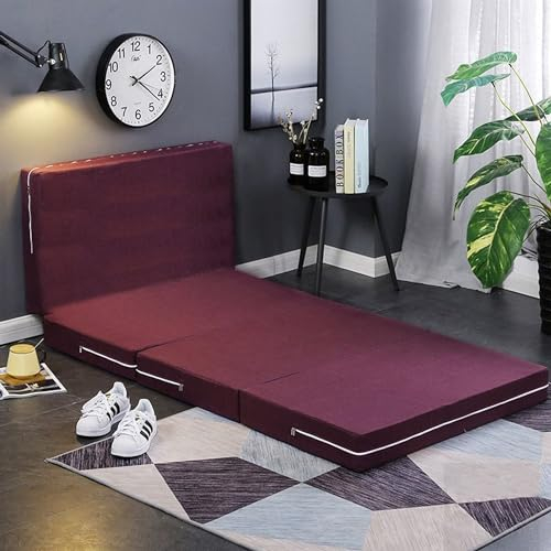 XXIUDEE Faltbare Gästematratze mit waschbarem Bezug, Bodenmatratze für Kinder, Erwachsene, Wohnzimmer, Schlafzimmer, faltbare Isomatte, Campingmatte für Reisen, Wohnheim, Auto (200 x 120 x 10 cm, Rot)