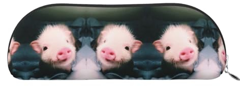CHANGLEI Niedliches kleines Schweinchen-Federmäppchen, Aufbewahrungstasche, bedruckt, leicht, Schreibwaren, Kosmetik-Aufbewahrungstasche, silber, Einheitsgröße, Taschen-Organizer
