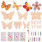 Realure 43 Stück Holz Schmetterling Basteln-10 Stile Schmetterling Bastelset mit Aquarellstift & Edelsteinaufkleber Deko, Blume & Schmetterlinge Bastelsets für Kinder Kindergeburtstag Basteln Mädchen