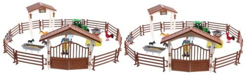 Toyvian 2 Sätze Simulationsfarmmodell Mini-landschaftsmodell Mikro-landschaftszaun Statische Farm-szenen-Requisite Gefälschter Tierschmuck Simulation Tierverzierung Miniaturzaun Plastik
