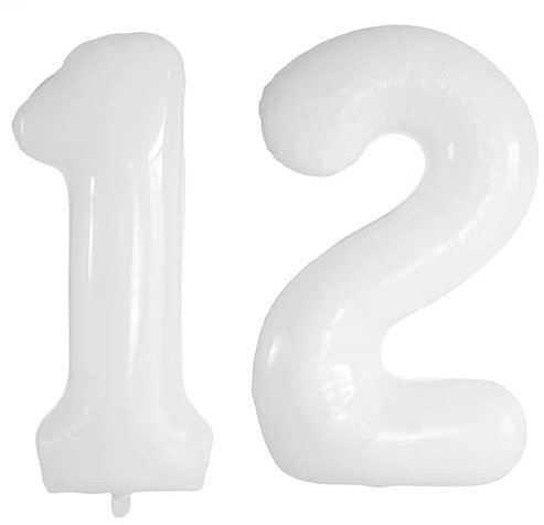 Vthoviwa 40 Zoll/18 Farbens Luftballon Zahlen 12/21 Weiß, Helium Luftballon 12/21. Geburtstag Foil Ballon, 0-90 Folienballon 12/21 Party Dekoration