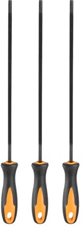 sourcing map 3pcs Chainsaw File, 4.8mm (3/16-inch) Round Sharpening Files Tool with Plastic Handle for Chain Chainsaw Sharpening, Grinding, Black