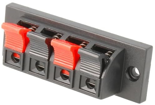 TECHZOCO Bornes para Altavoz, Terminal para Altavoces, Regleta de Bornes altavoz, Conexión por Soldadura, Dimensiones Exteriores: 70 mm Ancho x 24 mm Alto x 22 mm Fondo, ABS, 4 Terminales