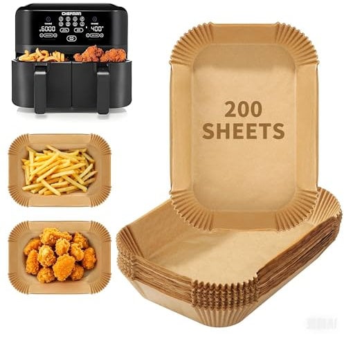 200Pièces Papier Cuisson Air Fryer, Pour Ninja Double Stack XL SL400EU 9.5L,Papier Cuisson pour Ninja Air Fryer Pour Ninja AF300EU/AF400EU