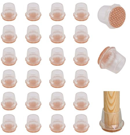 COEWUR 24 Pezzi Gommini per Sedie Rotondi con Feltro Piedini Trasparenti Feltrini per Sedie Cancellazione del Rumore (Applicabile Diametro: 21-30mm)