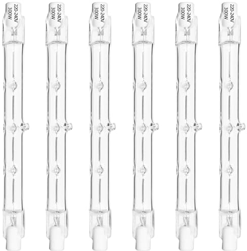 Haraqi 6 Pack Dimmable 300W R7s Halogen Bulbs 118mm 4650lm 2700K Warm White | 220-240V Security Light Bulbs J-Type Linear Light Bulbs, for Work Light, Ceiling Lights, Floodlight, Landscape Lighting