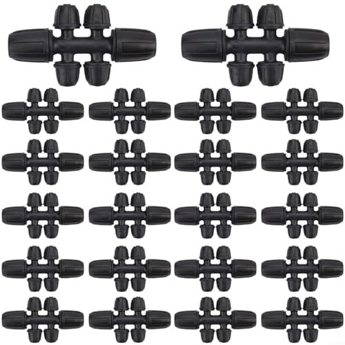 SMZhomeone 30Pcs Locked Barb Tee Connector Plastic For Most Brands 8/12mm Tubing And 4/7mm Drip Line For Raised Beds Residential Lawns And Agricultural Setups