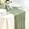 FOLAI Boho Tischläufer aus Käsetuch Table Runner Table Cloth – Rustikale Hochzeitstischdeko für Brautdusche, Geburtstag & Feiern (90x300cm) – Öko-Baumwolle & Wiederverwendbar（ hellgrün ）