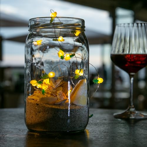 MARELIDA LED Drahtlichterkette Ananas 20 Mini Ananas gelb grün biegsamer Draht für Innen Deko Girlande Batteriebetrieben (Ananas)