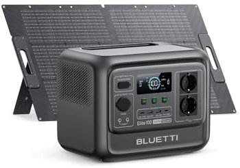 BLUETTI Solar Generator Elite 100 V2 (2025 Neu) mit 100W Solarpanel, 1024Wh Tragbare Power Station mit 4 1800W AC Ausgängen, 35% kleiner, Ideal für Camping, Notfälle, Backup