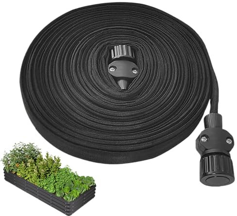 Manguera Exudante Plana, Manguera Exudante para Riego, Tubo Plano Resistente A Dobleces 15 M Sin Fugas Doble Capa Para Riego De Jardines Césped Plantas Exteriores Invernaderos Y Raíces De Árboles