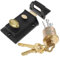 BAZEITFLOW Serratura a Vintage per Porta d'Ingresso e Resistente Adatta per Porte Antiche Spessore 35-55Mm Inclusa Chiave 1 Pezzo