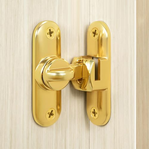 Degree Flip Barn Door Lock 90 Degree Door Lock Sliding Barn Hardware Security Door Latch Zinc Alloy Doors Lock Latch for 90 and 180 for Pet,Bathroom (Gold)