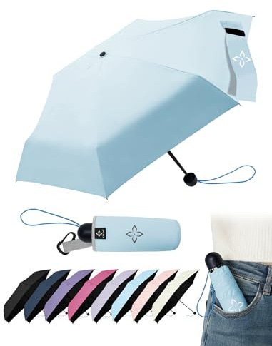 LILAC Mini Taschenschirm Windfest UPF100+ Regenschirm Kinder faltbar | Verstärkter Rahmen, 110 cm groß, leicht. Ideal als Regen- & Sonnenschutz für Alltag, Reise & Schulkinder.