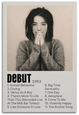 WEJWHHTHUU Björk Debüt-Poster auf Leinwand, ästhetisches Poster, moderne Kunst, Gemälde für Wohnzimmer, 30 x 45 cm, ungerahmter Stil