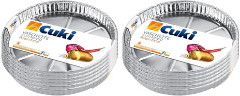 Cuki Vaschette Alluminio - Doppia Forza - per pizza - tonde [T77G] - 18 vaschette (Multipack) (Confezione da 2)