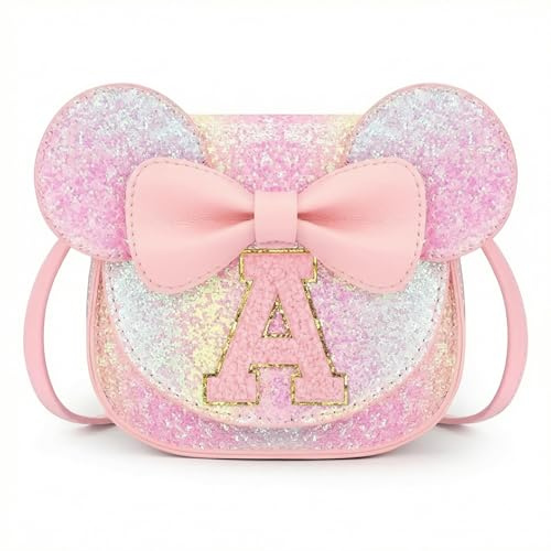 KU Geschenk Mädchen Little Mouse Ear Bow Crossbody Purse, PU Mini Handtasche -Tasche Umhängetasche für Kinder Mädchen Kleinkinder für 2-8 jahre