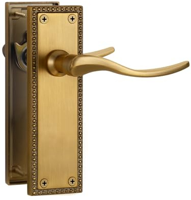 SORWDUERM 1 Pair Victorian Scroll Antique Bronze Internal Door Handles,Long Latch Lever Set for Interior Wooden Doors,Fits Standard UK Door,Zinc Alloy