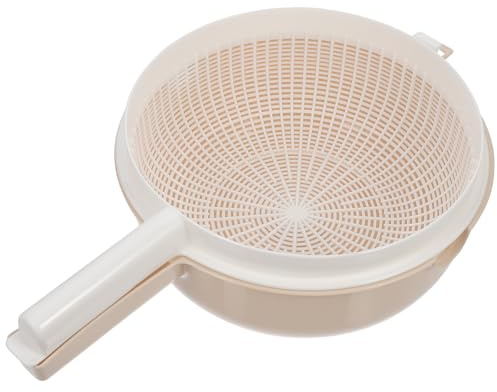 TOYANDONA Passoire à Légumes Double Couche Bol Amovible Beige, Panier D'égouttage pour Fruits et Légumes, Passoire à Riz Pratique Cuisine, Égouttoir à Pâtes et Bol de Réutilisable